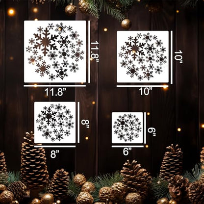 Christmas Window Stencils for Glass Large Snowflake Bauble Stencil (8 Count)