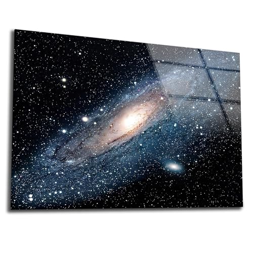 Andromeda Space Galaxy Glass Wall Art Painting for Living Room