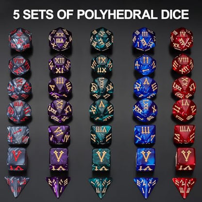 5 Sets Polyhedral Dice (35 Count)