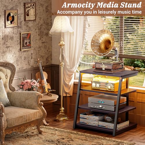 4 Tier AV Media Stand with Power Strips