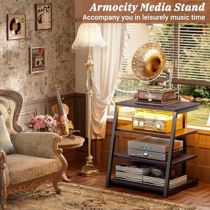 4 Tier AV Media Stand with Power Strips