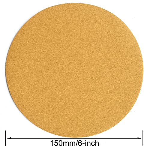 6-Inch No-Hole Hook and Loop Gold Sanding Discs 220-Grit, 100-Pack (100 Count)
