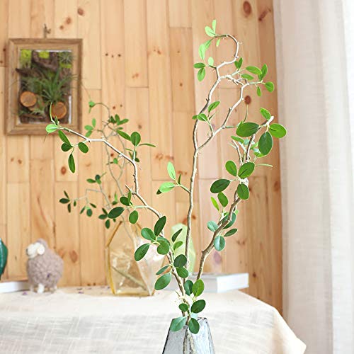 43" Artificial Greenery Stems Plants Faux Leaf Green Eucalytus Branches Ficus Twig Fern Fake Green Bushes Shrubs for Home Party Wedding Decoration (4 Count)