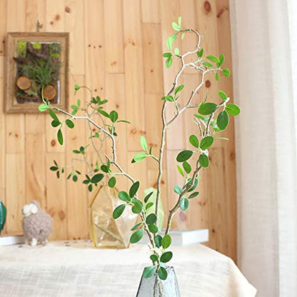 43" Artificial Greenery Stems Plants Faux Leaf Green Eucalytus Branches Ficus Twig Fern Fake Green Bushes Shrubs for Home Party Wedding Decoration (4 Count)