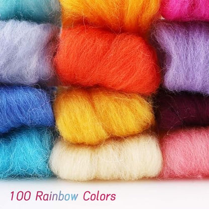 100 Colors Needle Felting Wool Roving