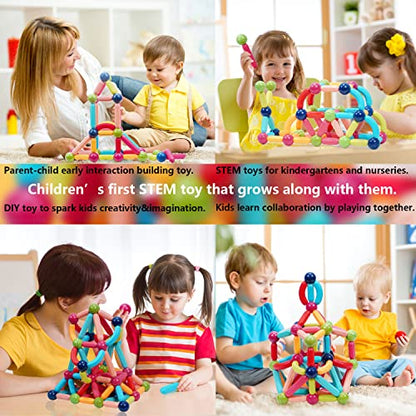 Magnetic Building Blocks STEM for Kids (110 Count)
