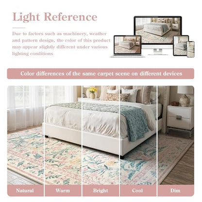 Floral Pink Rugs for Bedroom Girls
