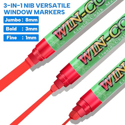 8 Colors Window Markers 8mm Liquid Chalk Markers Erasable (8 Count)