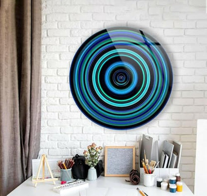 20''(50cm) Diameter Blue and Green Round Glass Wall Art Tempered Glass Printing Wall Decor Large Wall Art Wall Hangings