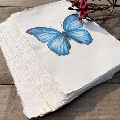 Handmade A5 Cream Mixed Media Paper with Deckle Edge