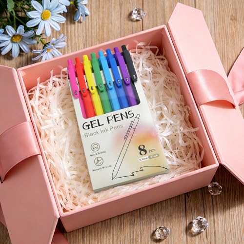 Pens 8 Pack Black Ink Gel Pens Ballpoint Smooth Writing Pens for Journaling