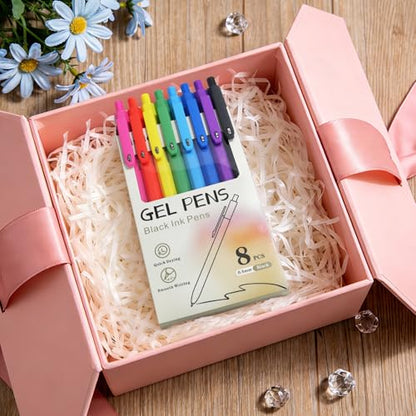 Pens 8 Pack Black Ink Gel Pens Ballpoint Smooth Writing Pens for Journaling