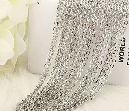 Wholesale 12 PCS Genuine Stainless Steel Fine Cable Chain Necklace Chains (12 Count)