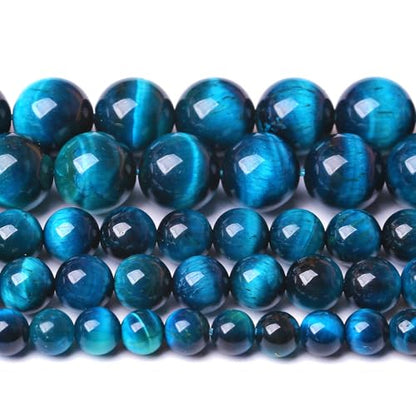 6MM 60pcs Natural Royal Blue Tiger Eye Stone Energy Healing Beads Round Loose Beads for Jewelry Making Bracelet 1 Strands 16"