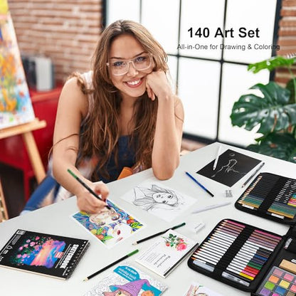 140 Drawing Set Sketching Kit (140 Count)