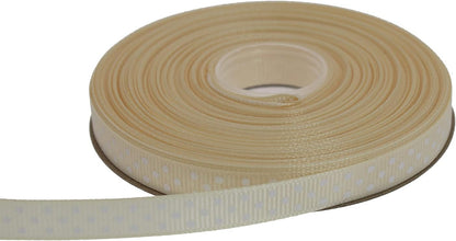 Polka Dot Grosgrain Ribbon 25 Yard Each Roll 100% Polyester (3/8", Beige) - Crafty Corner