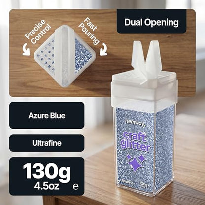 Craft Glitter Shaker Azure Blue 130g Ultrafine (4.5 Ounce)