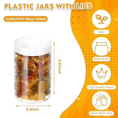 12 Pack 12 oz Plastic Container Jars with Lids Round Clear Travel Cosmetic Container Slime Jars for Toiletries (12 Count)