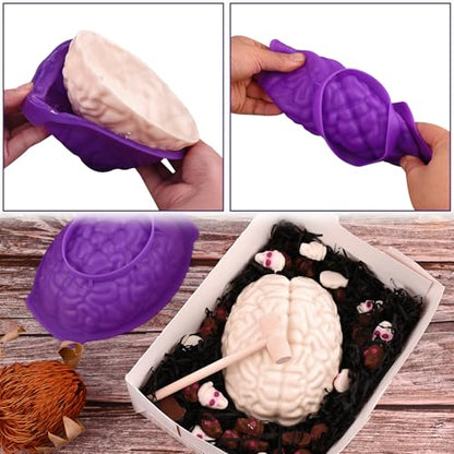 2 Pcs Halloween 3D Human Brain Silicone Molds (2 Count)