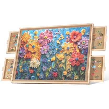 1000 Pieces Rotating Puzzle Board with 4 Drawers
