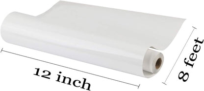 Guangyintong White Heat Transfer Vinyl HTV Rolls, 12" x 8ft Glossy Surface Iron on Vinyl for T-Shirts, All Cutter Machines, Easy to Cut & Weed