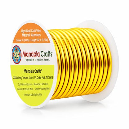 8 Gauge Light Gold Tone Anodized Aluminum Craft Wire