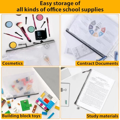 24pcs A4 Mesh Zipper Pouch File Bags