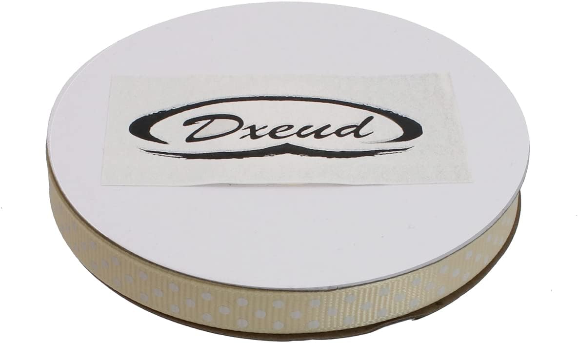 Polka Dot Grosgrain Ribbon 25 Yard Each Roll 100% Polyester (3/8", Beige) - Crafty Corner