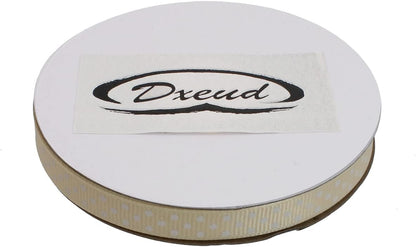 Polka Dot Grosgrain Ribbon 25 Yard Each Roll 100% Polyester (3/8", Beige) - Crafty Corner
