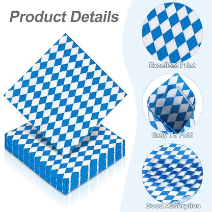 48 Pieces Oktoberfest Paper Napkins Disposable Oktoberfest Party Napkins Oktoberfest Cocktail Dinner Napkin Set 13" x 13" Unfolded Oktoberfest Tableware Napkins for Oktoberfest Party Supplies (48 Count)