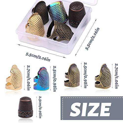 5 Pcs Sewing Thimbles Kit Metal Finger Protector Quilting Ring (5 Count)