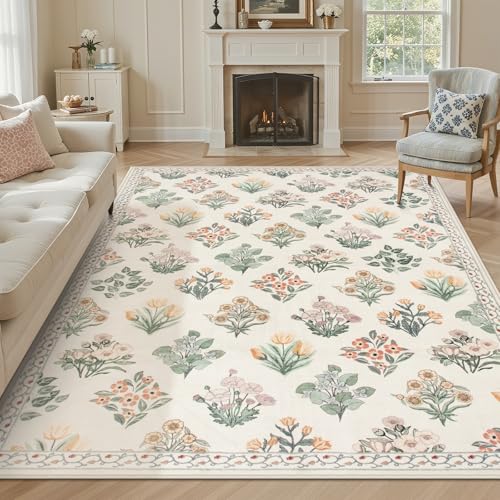 Floral Washable 8x10 Area Rugs (80 Sq Ft)
