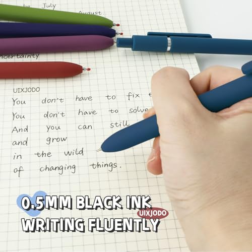 Gel Pens 10 Pcs 0.5mm Black Ink Pens Fine Point Smooth Writing Pens with Silicone Grip (10 Count)