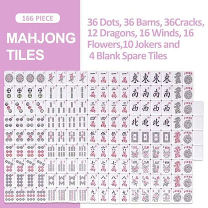 American Mahjong Tile Set with 166 Pink Back Tiles (166 Count)