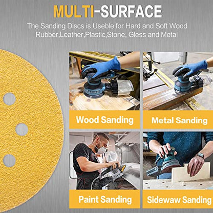 100PCS 5 Inch Sanding Discs 80 Grit Random Orbit Sander Sandpaper (100 Count)