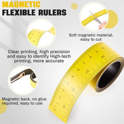 1 Pcs 39.37 Inch Magnetic Ruler Flexible Tape Magnetic Tape Measure with Both Inches and Centimeters