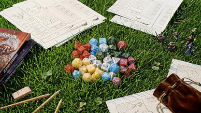 Double Colors Polyhedral Dice Sets with Pouches for D&D DND RPG MTG Dungeon and Dragons Table Board Roll Playing Games D4 D6 D8 D10 D% D12 D20 (42 Count)