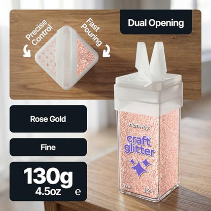 Craft Glitter Shaker Rose Gold 130g Fine (4.6 Ounce)