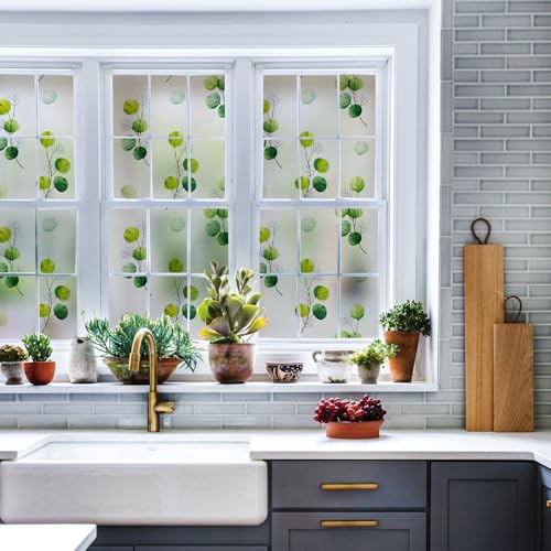 Eucalyptus Leaves Stained Glass Window Film 35.4'' x 78.7''
