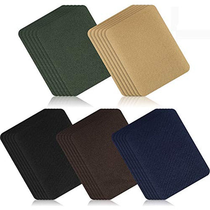 30 Pieces Iron on Patches for Clothes Pants Jean Fabric Repair Adhesive Cotton Patches Khaki Blue Green Black Repair Decorating Kit Large Size for Jackets Decorating 4.9 x 3.7 Inch (30 Count)