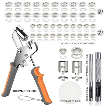 Grommet Tool Kit with 400 Silver Grommets