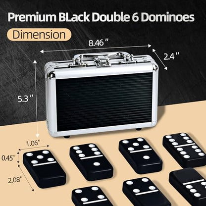 Jumbo Black Double Six Dominoes for Adults