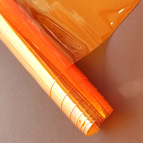 HYANG Dark Yellow Transparent PVC Super Clear Holographic Vinyl Faux Leather Sheets 1 Roll 12" x 47"