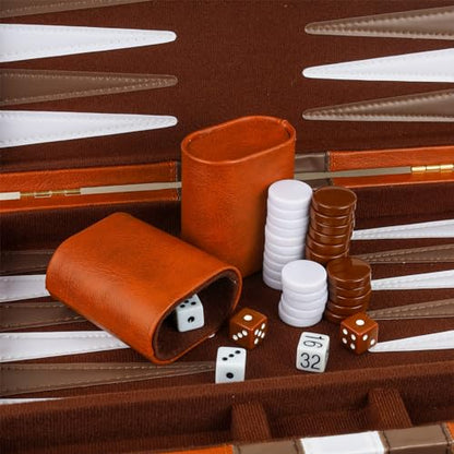 Backgammon Set 2 Players Classic Backgammon Sets for Adults Board Game with PU Leather Case Portable and Travel Backgammon Set