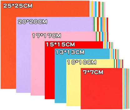 2 Pack 10 Colors Origami Paper Double Sided Color 100 Sheets Square Easy Fold Paper for Beginner (100 Count)