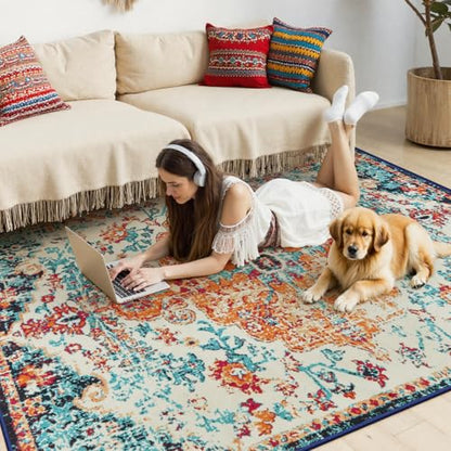 Bohemian Floral Medallion Area Rug
