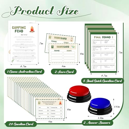 30 Pcs Camping Quiz Game Set with 18 Card 2 Buzzer (30 Count)