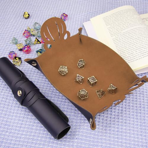 2 Pieces Octopus Dice Rolling Tray PU Leather Dice Mat Folding Scroll (2 Count)