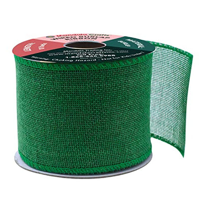 3 Inch Wide Green Wired Burlap Ribbon for Crafts (30 Foot)