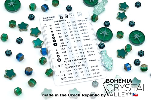 2.1oz (60g) of Glass Focal Bead Mix with Flowers, Table-Cut and fire Polish Czech Beads, PG Green (2.1164 Ounce)